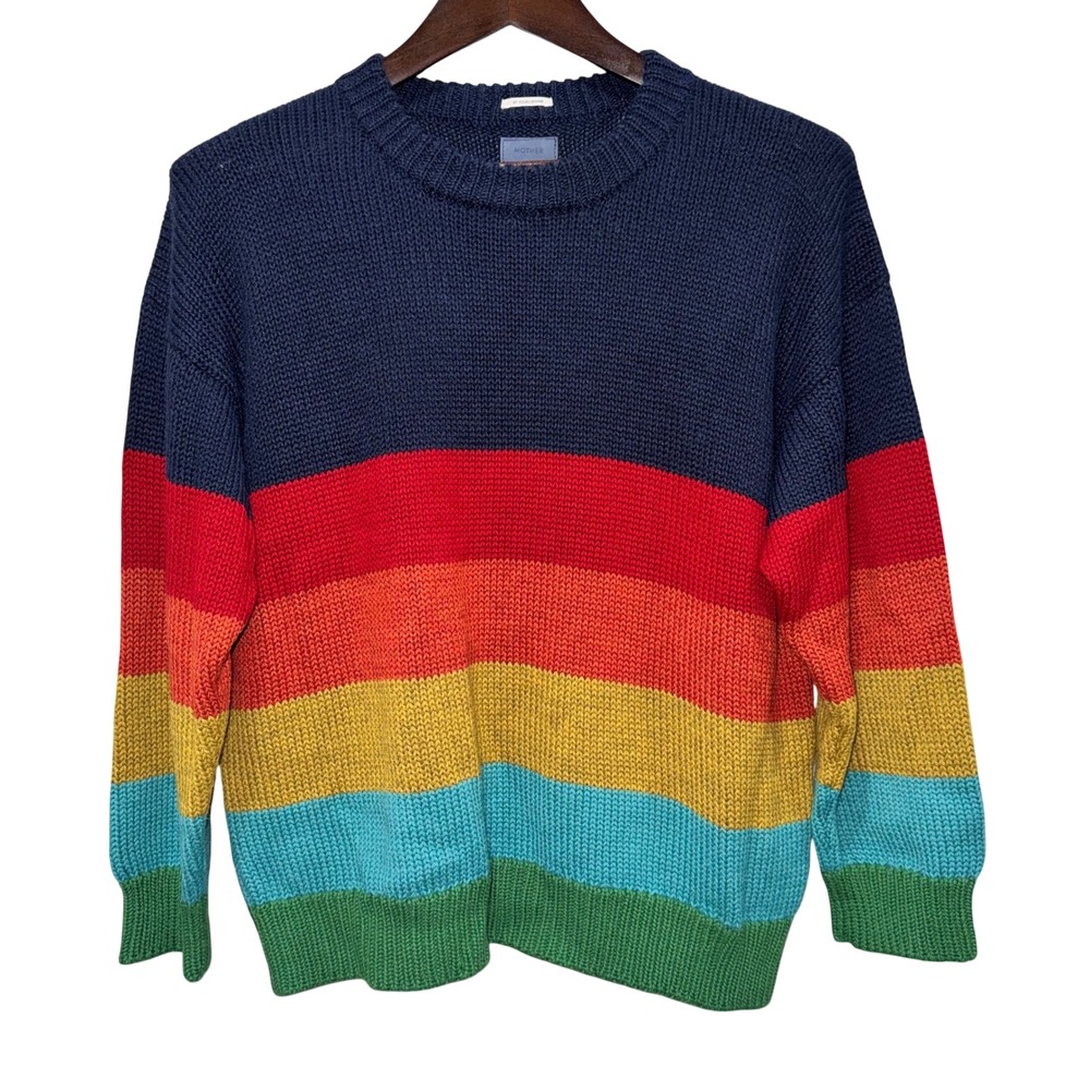 MOTHER The Jumper Women L Rainbow "Seeing Colors" Chunky Knit Sweater 90's look